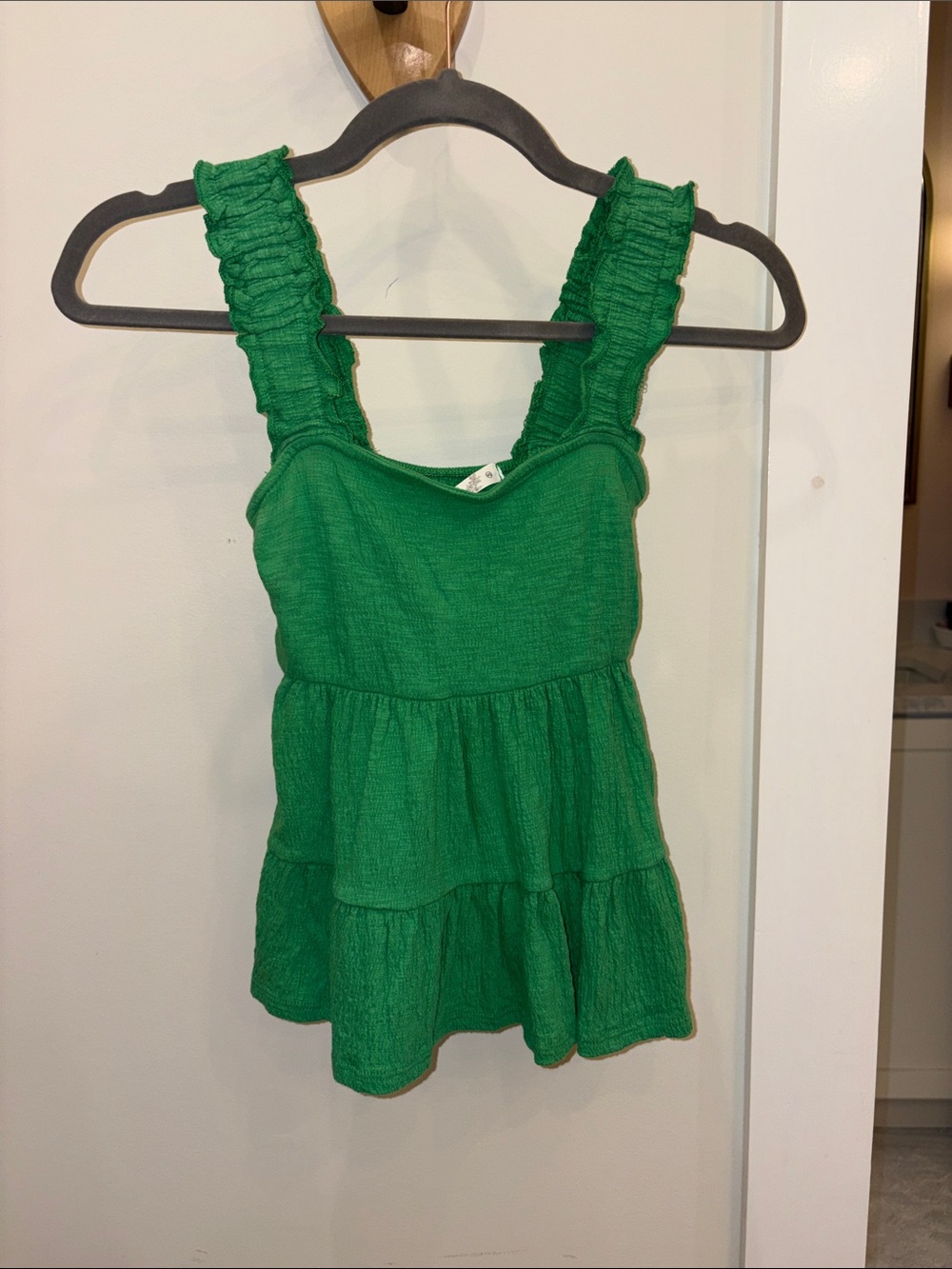 Altar'd State Kelly Green Ruffle Strap Tiered Tank